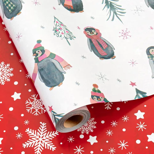Vista 11 de Homeral Rollo de papel de regalo de Navidad de dinosaurio para niños, dinosaurio negro fresco con decoraciones y letras rojas, envoltura de regalo
