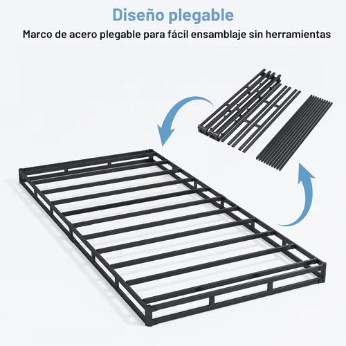 Vista 5 de HOBINCHE Somier individual de perfil bajo, somier de 3 pulgadas para cama de tamaño individual, base de cama resistente, base de colchón de metal