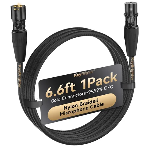 Vista 11 de XLR Cables de 3.3 pies, cable de micrófono profesional sin ruido, conectores dorados Rean-Neutrik, cable de micrófono equilibrado, 99.99% OFC, cable