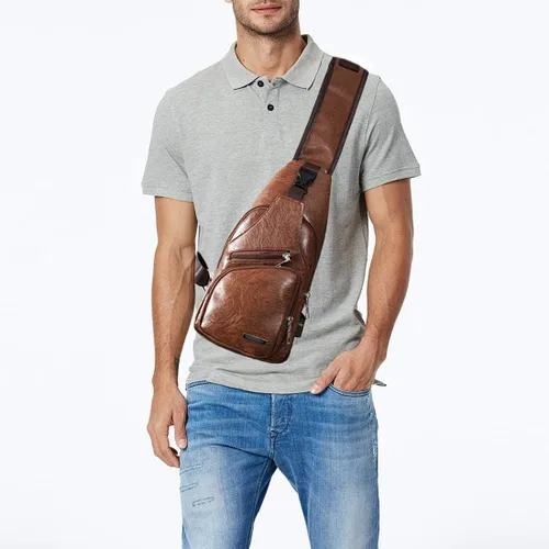 Vista 6 de Seoky Rop Bolso bandolera para hombre con puerto de carga USB