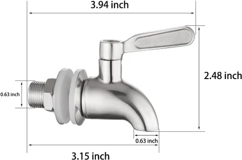 Vista 4 de Grifo de reemplazo del dispensador de bebidas,Espiga de acero inoxidable para dispensador de agua,Grifo de reemplazo del dispensador de bebidas