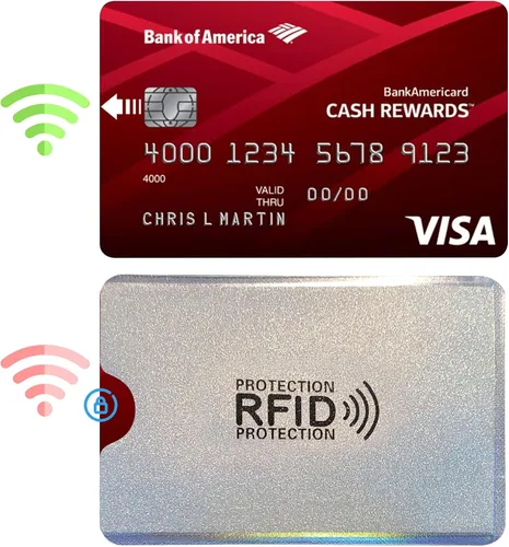 Vista 2 de Shudyear 10 fundas de bloqueo RFID para protección contra robo de identidad, papel de aluminio impermeable diseño delgado fácilmente en tu cartera