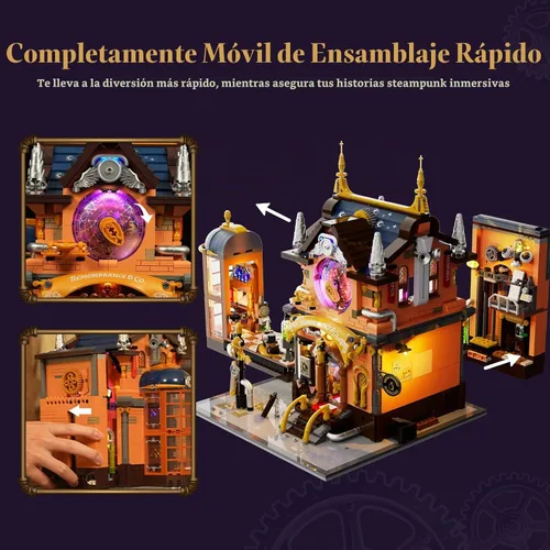 Vista 4 de Lumibricks Steampunk Memory Magic Shop Iluminación Juego de Construcción de Ladrillos, 2056 Piezas Juego Modular de Construcción de la Colección