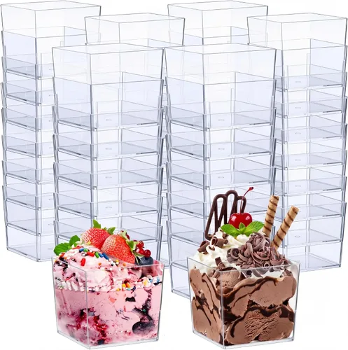 Vista 12 de Zubebe Paquete de 100 cuencos de helado con forma de flor de 10 onzas de Rojo rosa
