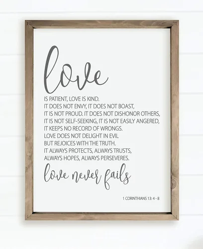Vista 2 de 1 Corinthians 13 Love is Patient Love is Kind - Letrero de pared de madera de granja de 12 x 15 pulgadas