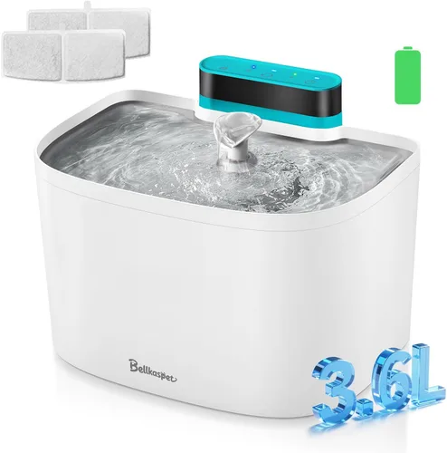 Vista 12 de Fuente de agua para gatos, fuente inalámbrica para gatos de 122 oz/3.6 L, fuente de agua inalámbrica para gatos en interiores, fuente de agua