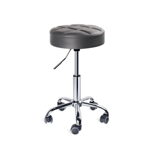 Vista 3 de Taburetes redondos con ruedas de leopardo, taburete médico ajustable de trabajo con ruedas (gris)