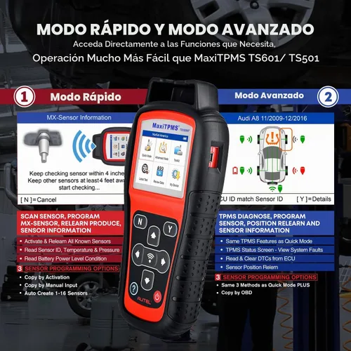 Vista 3 de Autel MaxiTPMS TS508WF KIT, herramienta de programación WiFi TPMS 2026 con 4 sensores TPMS MX-315+433Mhz, hasta TS601 TS508 TS501 PRO, activación
