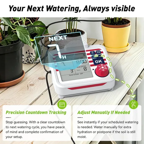 Vista 3 de RAINPOINT Regadera automática para plantas de interior de gran pantalla para maceta, ciclo y modo de remojo, sistema de riego por goteo automático