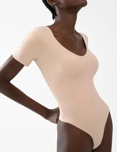 Vista 3 de PUMIEY Body de manga corta con cuello en V para mujer, colección Sharp