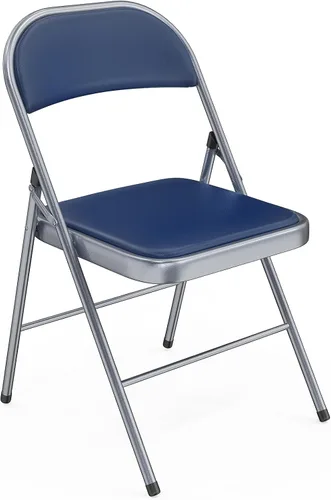 Vista 11 de VINGLI 1 paquete de sillas plegables con asientos acolchados, estructura metálica con asiento y respaldo de cuero sintético, capacidad de 350 Negro