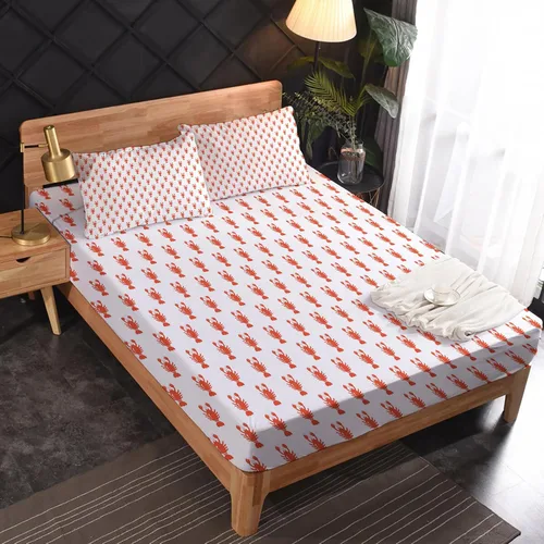Vista 2 de Juego de sábanas de langosta tamaño individual, sábanas de microfibra suave, bolsillo profundo, sábanas y fundas de almohada estampadas sin arrugas