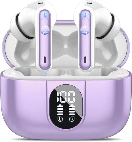 Vista 10 de Csasan Auriculares inalámbricos Bluetooth 5.3, auriculares intraurales de reproducción de 40 horas, mini auriculares Bluetooth con micrófono ENC
