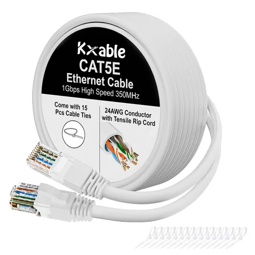 Vista 8 de Cable Ethernet Cat5e de 25 pies, cable de Internet Cat 5e largo, cable de conexión sin enganches negro, flexible, red, LAN, PoE, conector RJ45
