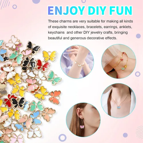 Vista 2 de DanLingJewelry Dijes esmaltados de formas surtidas para hacer pulseras, collares, joyas, Metal