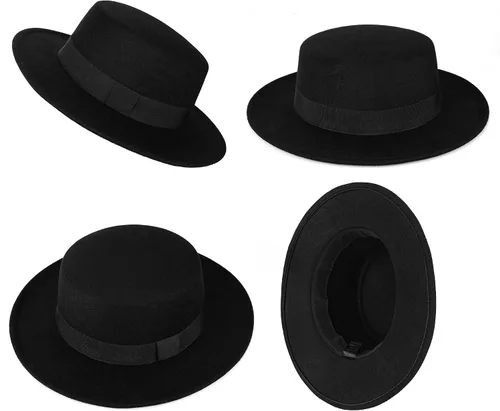 Vista 5 de Sombrero de fieltro de ala ancha para mujer, sombrero clásico para tartas de cerdo