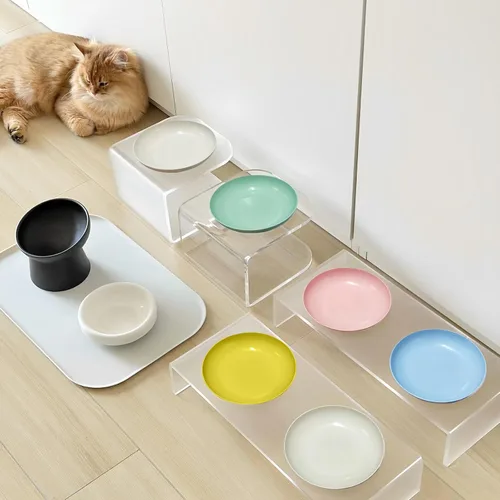 Vista 6 de 10 cuencos de comida para gatos para aliviar la fatiga de los bigotes, platos para gatos de 5.7 pulgadas para alimentos y agua, cuencos de paja