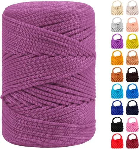 Vista 22 de Cordón de macramé de poliéster de 1/8 pulgadas x 169 metros, cordón de macramé trenzado de polipropileno, hilo de poliéster para tejer bolsos