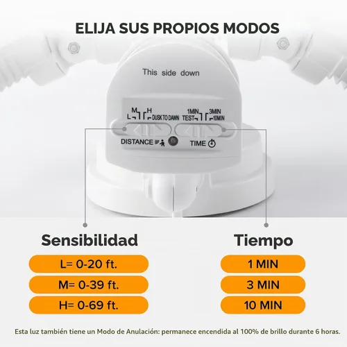Vista 4 de LUTEC Luces de Seguridad LED de 72W 7500LM con Sensor de Movimiento para Exteriores, 5000K Luz de Día, IP65 Resistente al Agua, de Anochecer a Blanco