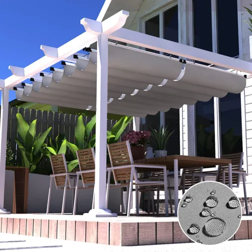 Vista 2 de Cubierta de Sombra para Pérgola de 3'×4' Impermeable Retráctil Toldo de Repuesto para Pérgola Vela de Sombra Deslizante con Herrajes de Cable