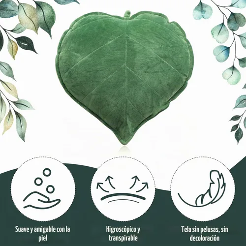 Vista 4 de Yookeer 2 piezas de almohadas en forma de hoja 3D con hojas de planta decorativas para sofá, sala de estar, dormitorio, sofá, decoración del hogar