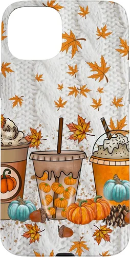 Vista 9 de iPhone 16 Thanksgiving Autumn Leaves Pumpkin Spice Knitted Print Phone Case
