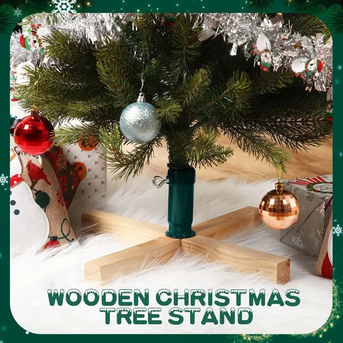 Vista 9 de Soaoo Soporte de madera para árbol de Navidad de 15.7 pulgadas de repuesto, base estable para árbol de Navidad, base para árbol de Navidad