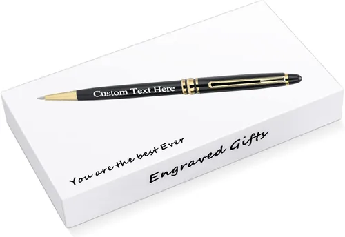 Vista 2 de Bolígrafo personalizado, bolígrafo personalizado con caja de regalo de lujo, 2 bolígrafos grabados con giro, bolígrafo grabado con tu nombre