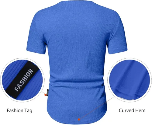 Vista 4 de JMIERR Camisas Henley para hombre con cuello redondo y botones
