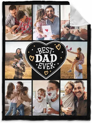 Vista 17 de InterestPrint Manta personalizada para papá de parte de hija e hijo, manta de cama personalizada con el texto "Best Dad Ever" con Love You Daddy, 7