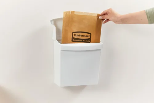 Vista 4 de Rubbermaid Bolsas de papel de cera comercial, bolsas de eliminación de servilletas sanitarias, revestimientos de higiene femenina, paquete de 250
