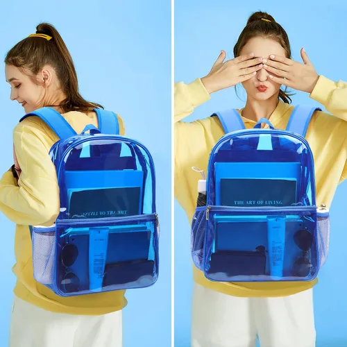 Vista 3 de REAWUL Mochila transparente resistente grande TPU mochilas transparentes, Azul, Moda
