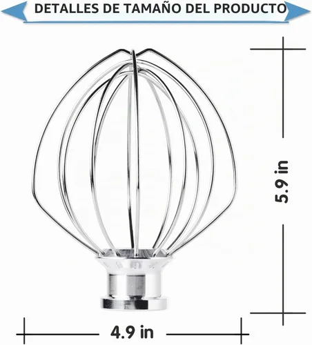 Vista 7 de K45WW - Accesorio para batidora KitchenAid de 6 hilos para batidora de pie inclinable de 4.5 y 5 cuartos de galón, agitador de crema de huevo
