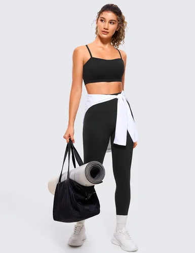 Vista 3 de CRZ YOGA Butterluxe - Brasier deportivo ajustable con tirantes delgados para mujer, con relleno, sin varillas, cuello cuadrado, para entrenamiento
