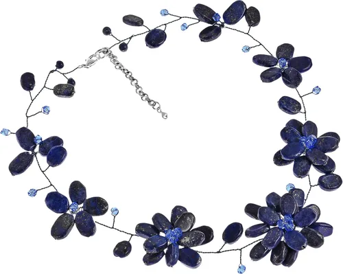 Vista 2 de AeraVida Elegante collar de lapislázuli azul y gargantilla de moda inspirada en flores, Resina