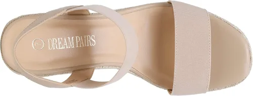 Vista 3 de DREAM PAIRS Alpargatas de punta abierta para mujer sandalias de plataforma elegantes con correa elástica para el tobillo