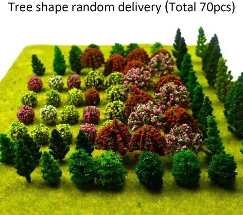 Vista 4 de 70 piezas de árboles falsos en miniatura mixtos para maquetas de trenes en miniatura Paisaje artificial para juegos de guerra Maquetas de árboles