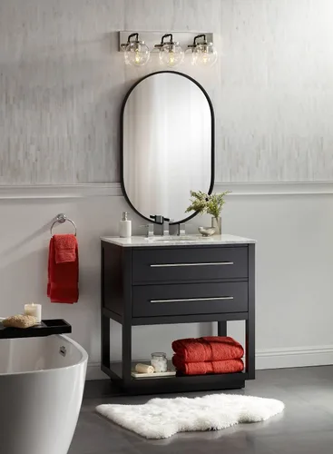 Vista 8 de Uttermost Rapido - Espejo de pared ovalado para tocador, moderno, marco de hierro negro mate, 24 pulgadas de ancho para baño, dormitorio, sala