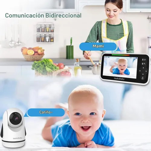 Vista 6 de HelloBaby Monitor de bebé sin WiFi de 5 pulgadas con cámara y audio