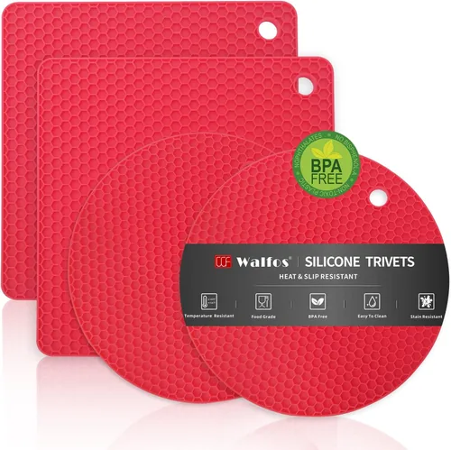 Vista 21 de Walfos Salvamanteles grandes de silicona de 16 x 12 pulgadas, salvamanteles para ollas y sartenes calientes, resistentes al calor, almohadillas