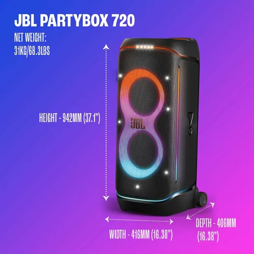 Vista 6 de JBL PartyBox 720 - Altavoz de fiesta alimentado por batería, color negro