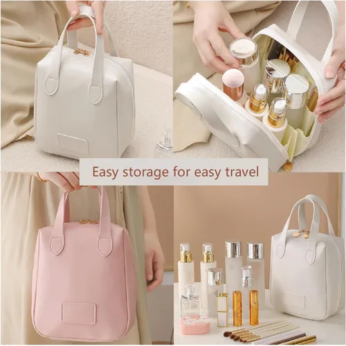 Vista 3 de Bolsa de maquillaje portátil de alta calidad, bolsa organizadora de maquillaje de gran capacidad, bolsa organizadora de maquillaje de viaje