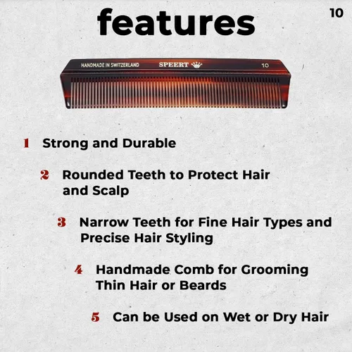 Vista 2 de #10 Peine de dientes estrechos hecho a mano Tortuga Havana Acetato fino recto fino desenredante Parting Grooming Teasing Peluquería Peluquería