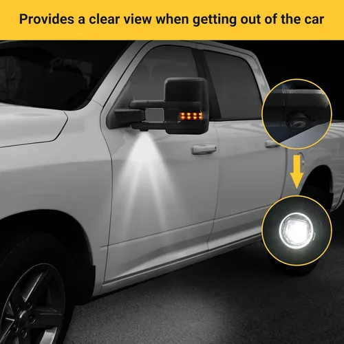 Vista 8 de Espejos de remolque para Dodge Ram 1500 2002-2008, Dodge Ram 2500 3500 2003-2009 con función de vidrio eléctrico calentado, luz de señal de giro