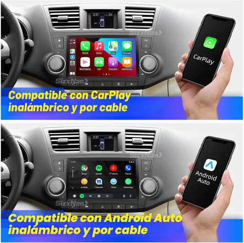 Vista 2 de para Toyota Highlander 2008-2013 Radio estéreo inalámbrico Carplay Auto Upgrade Android 8-croe Physical Button/Knob Head Unit DSP Navigation