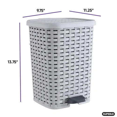 Vista 2 de Superio - Cubo de basura pequeño para exterior con tapa para excremento de perro de 3 galones/12 L, mini cubo de basura de plástico con pedal de pie