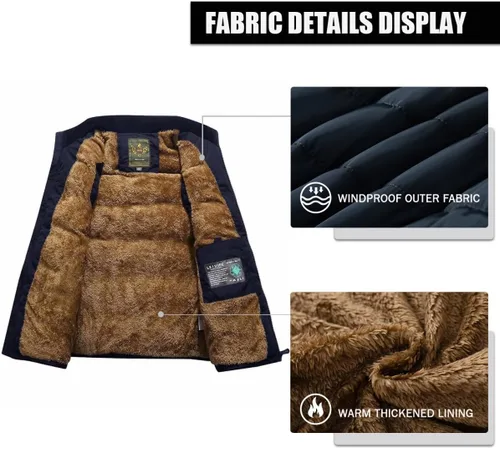 Vista 39 de Msmsse Chalecos de invierno para hombre, con forro polar, acolchado, casual, sin mangas