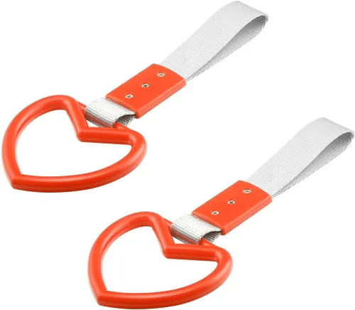 Vista 8 de 2 anillos Tsurikawa en forma de corazón, correa de mano para parachoques trasero, asa de corazón Janpanese para automóviles, SUV, metro, autobús