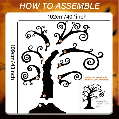 Vista 3 de Juego de tablón de anuncios grande de Feliz Halloween, decoración de aula, murciélago, calabaza, árbol, recortes de papel, cementerio de Halloween
