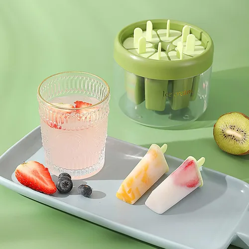 Vista 3 de Moldes de silicona para paletas de 8 piezas, moldes de paletas reutilizables, moldes de paletas de hielo, bricolaje, práctica máquina de paletas